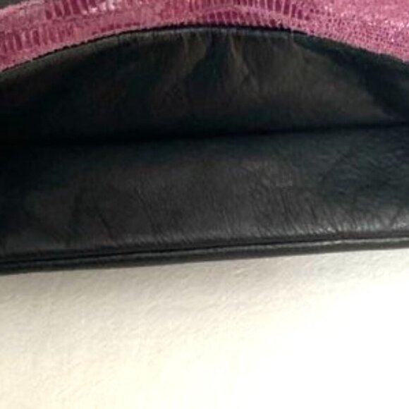 Elie Handbag Tulip Jr Crossbody Purse Purple & Black Leather Made in USA Buttery - Picture 12 of 12